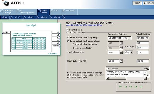 Software zur PLL-Konfiguration für Cyclone III FPGA