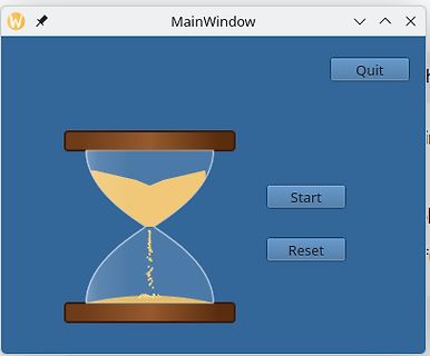Screenshot einer Software mit Sanduhr-Grafik