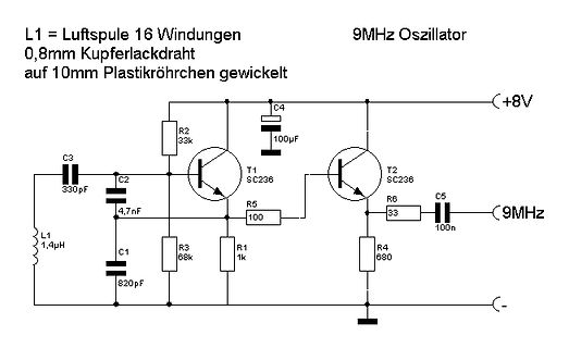 Schaltplan eines 9MHz Oszillators
