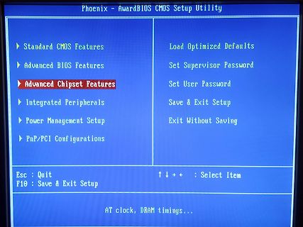 AwardBIOS CMOS Setup Utility Menü
