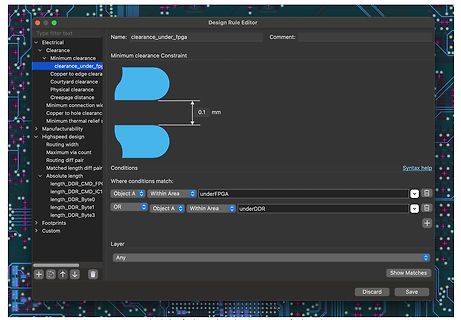 Design Rule Editor in einer PCB-Design-Software