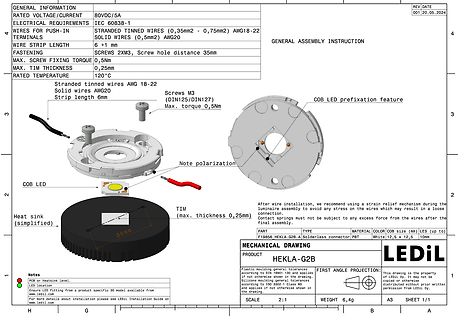 Technische Zeichnung einer LED-Montageanleitung