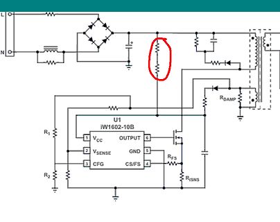 Schaltplan eines Schaltnetzteils mit iW1602-10B Controller