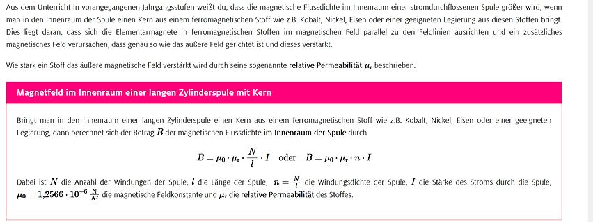 Erklärung zur magnetischen Flussdichte in einer Spule