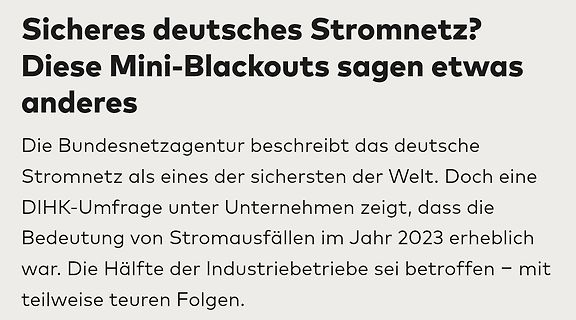 Text über die Sicherheit des deutschen Stromnetzes