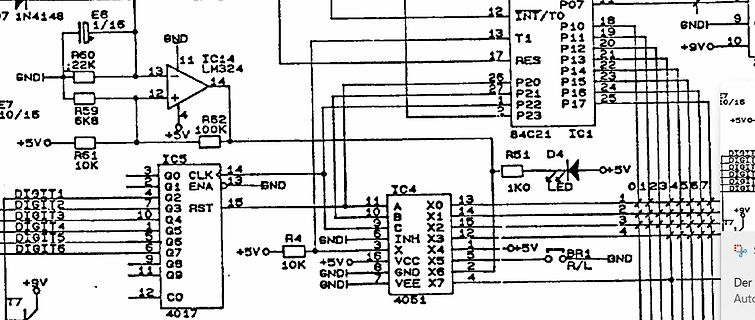 Schaltplan mit LM324, 4051 und Mikrocontroller