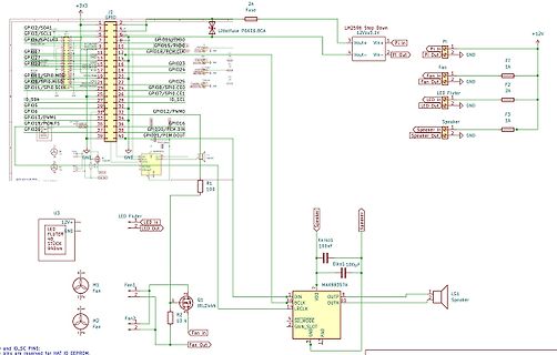 Schaltplan mit Mikrocontroller, Spannungsregler und Lüftersteuerung