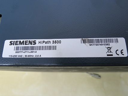 Typenschild eines Siemens HiPath 3500 Geräts