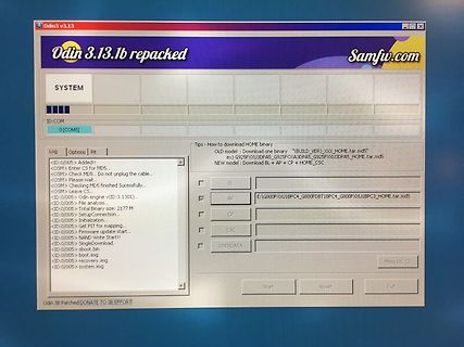 Foto eines Computerbildschirms mit Odin Software
