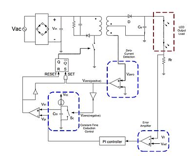 Schaltplan eines LED-Treibers mit PI-Regler