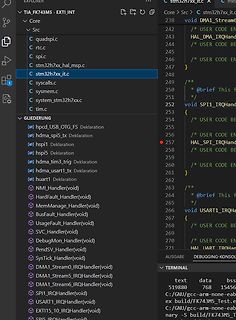 Code-Editor mit STM32 HAL-Treiberdateien