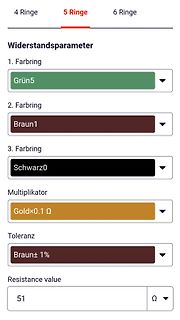 Online-Rechner für Widerstandswerte mit Farbring-Code