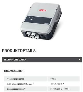 Fronius Ohmpilot mit technischen Daten