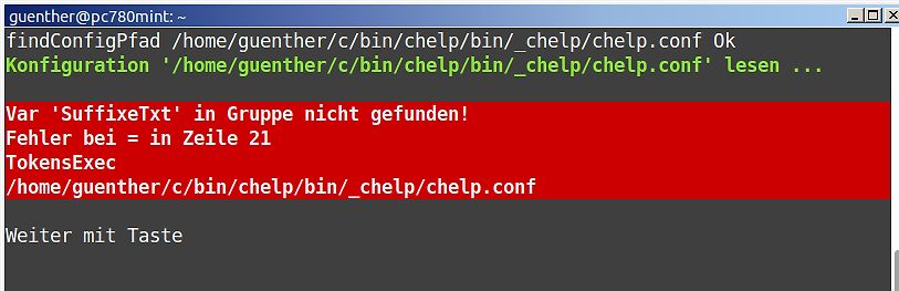 Terminal Fehlermeldung bei Konfigurationsdatei
