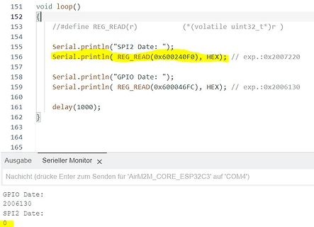 C++ Code und Serieller Monitor Ausgabe