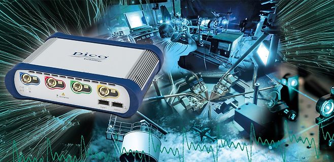 Pico Technology Messgerät und wissenschaftlicher Versuchsaufbau