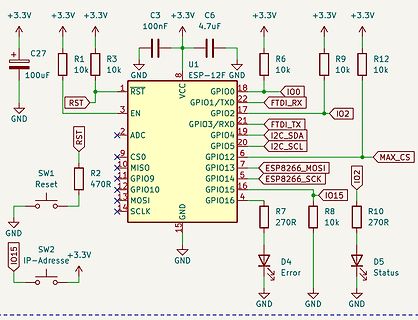 Schaltplan eines ESP-12F Mikrocontrollers