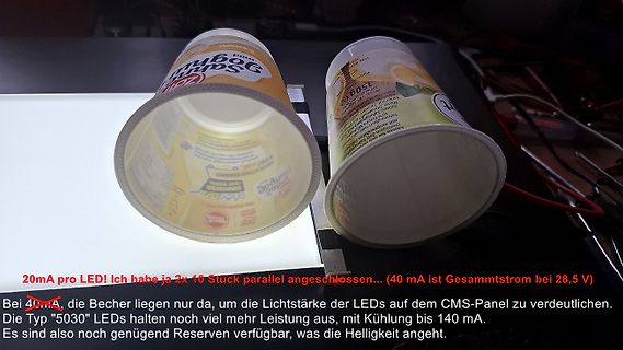 Becher auf leuchtendem CMS-Panel