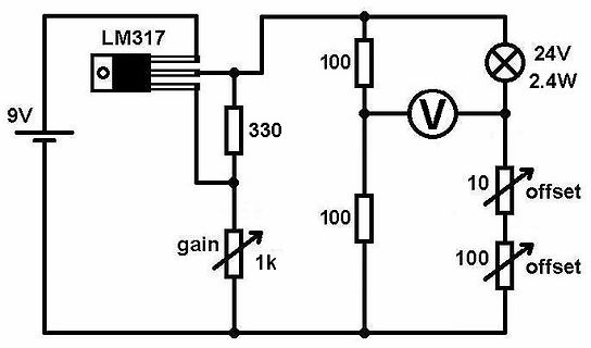 Schaltplan einer Konstantstromquelle mit LM317