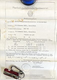 Prüfbericht eines Platin-Widerstandsthermometers