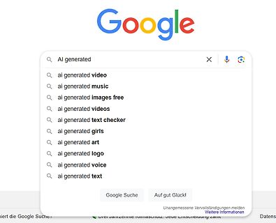 Google Suchvorschläge für AI generated