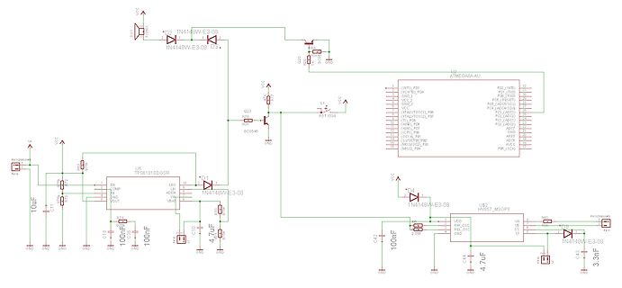 Schaltplan mit ATmega8 und Spannungsregler