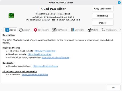 About-Dialog des KiCad PCB Editors