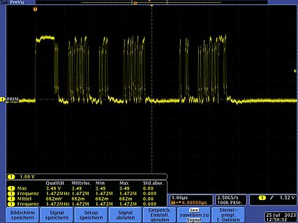 Oszilloskop-Screenshot eines digitalen Signals
