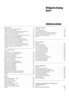 Inhaltsverzeichnis eines Messgeräte-Katalogs