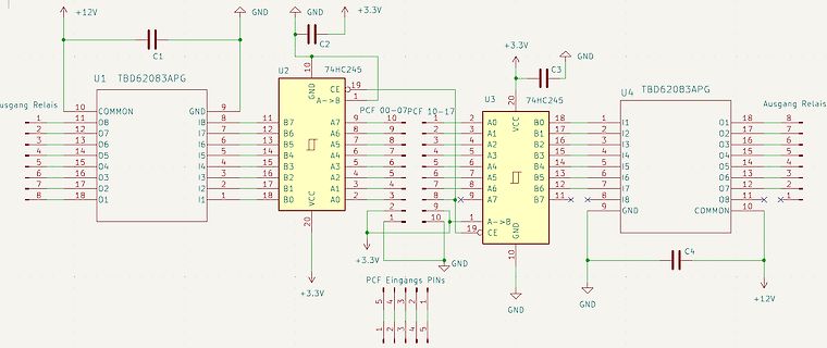 Schaltplan mit ICs und Kondensatoren