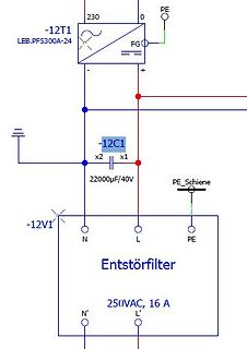 Schaltplan eines Netzteils mit Entstörfilter