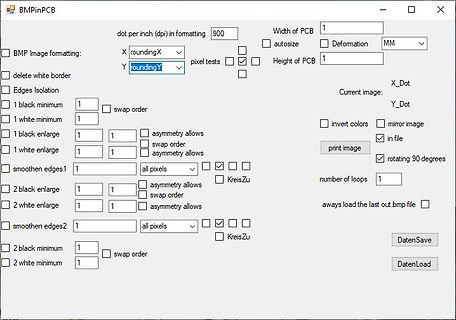 Benutzeroberfläche der Software BMPinPCB