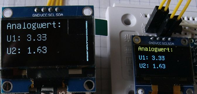 LCD-Display mit Messwerten von Analogwerten