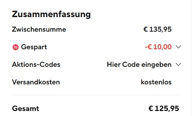 Warenkorb Zusammenfassung
