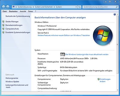 Windows 7 Systemsteuerung Informationen