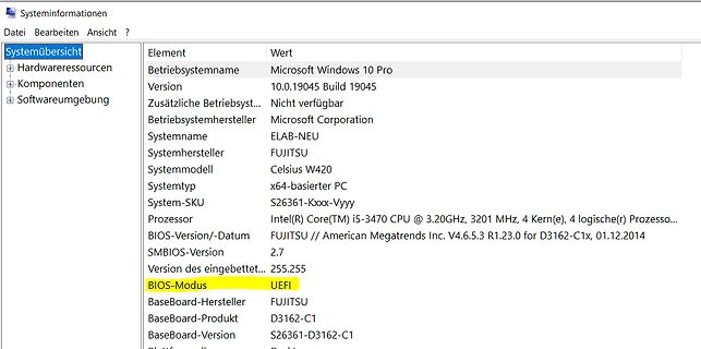 Systeminformationen Windows 10 Pro