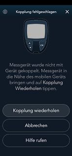Fehlermeldung Kopplung fehlgeschlagen auf Smartphone-Display