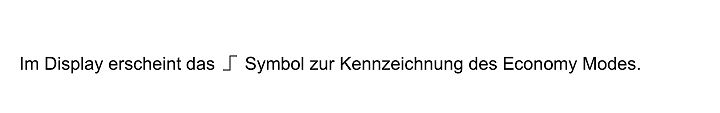 Deutscher Text über Economy Mode Symbol