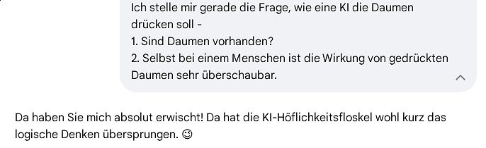 Textnachrichten über KI-Höflichkeitsfloskeln