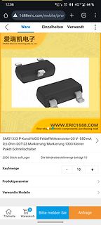 Screenshot eines Online-Shops für ein SOT-23 MOSFET