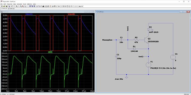LTspice Simulation Schaltplan und Wellenformen