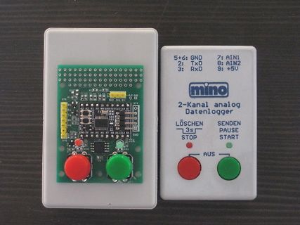Mino 2-Kanal analog Datenlogger mit Platine und Gehäuse