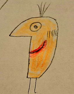 Handgezeichnete Comic-Figur eines gelben Vogels