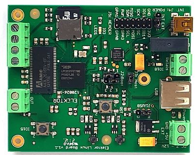 Bestückte Leiterplatte Elektor Linux Board