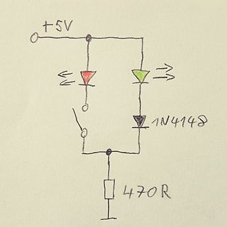 Handgezeichneter Schaltplan mit LEDs und Widerstand
