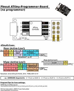 Pinout und Fuse-Einstellungen ATtiny-Programmer-Board