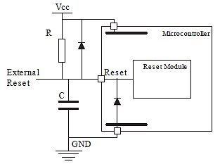 Schaltplan einer Reset-Schaltung für einen Mikrocontroller