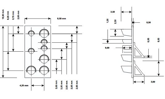 Technische Zeichnung eines Bauteil-Footprints