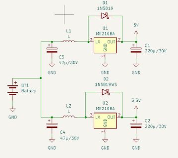 Schaltplan zweier Step-Down-Wandler