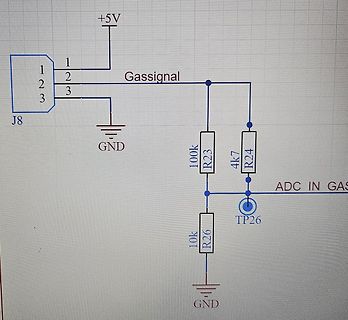 Schaltplan eines Spannungsteilers für ein Gassignal